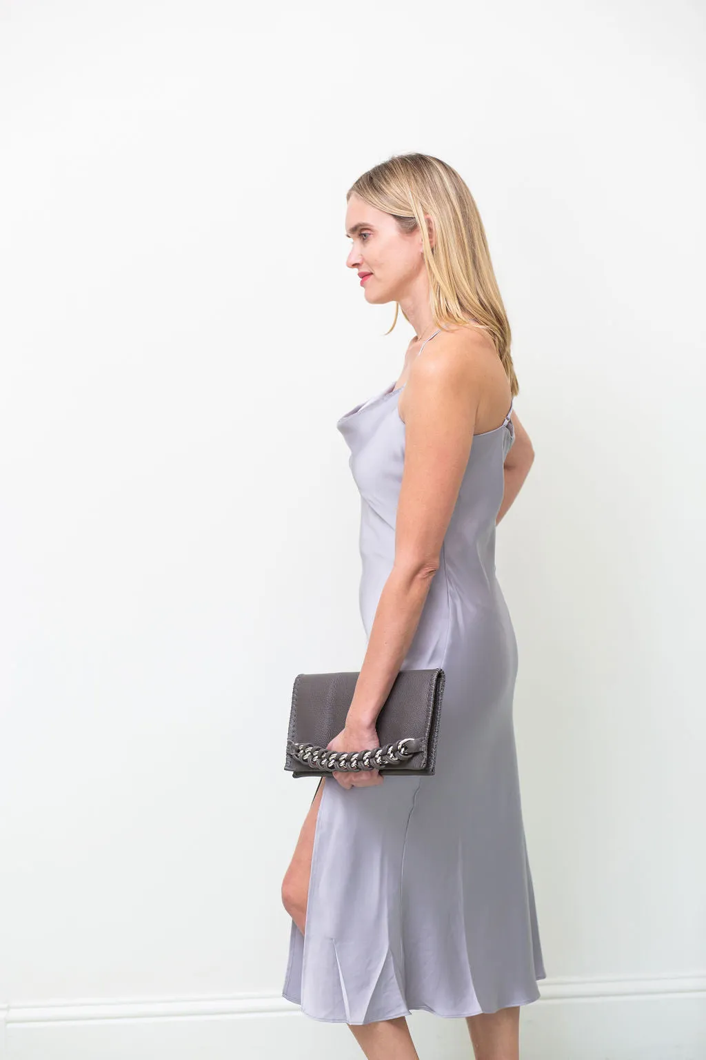 Maya Slip Dress in Pewter