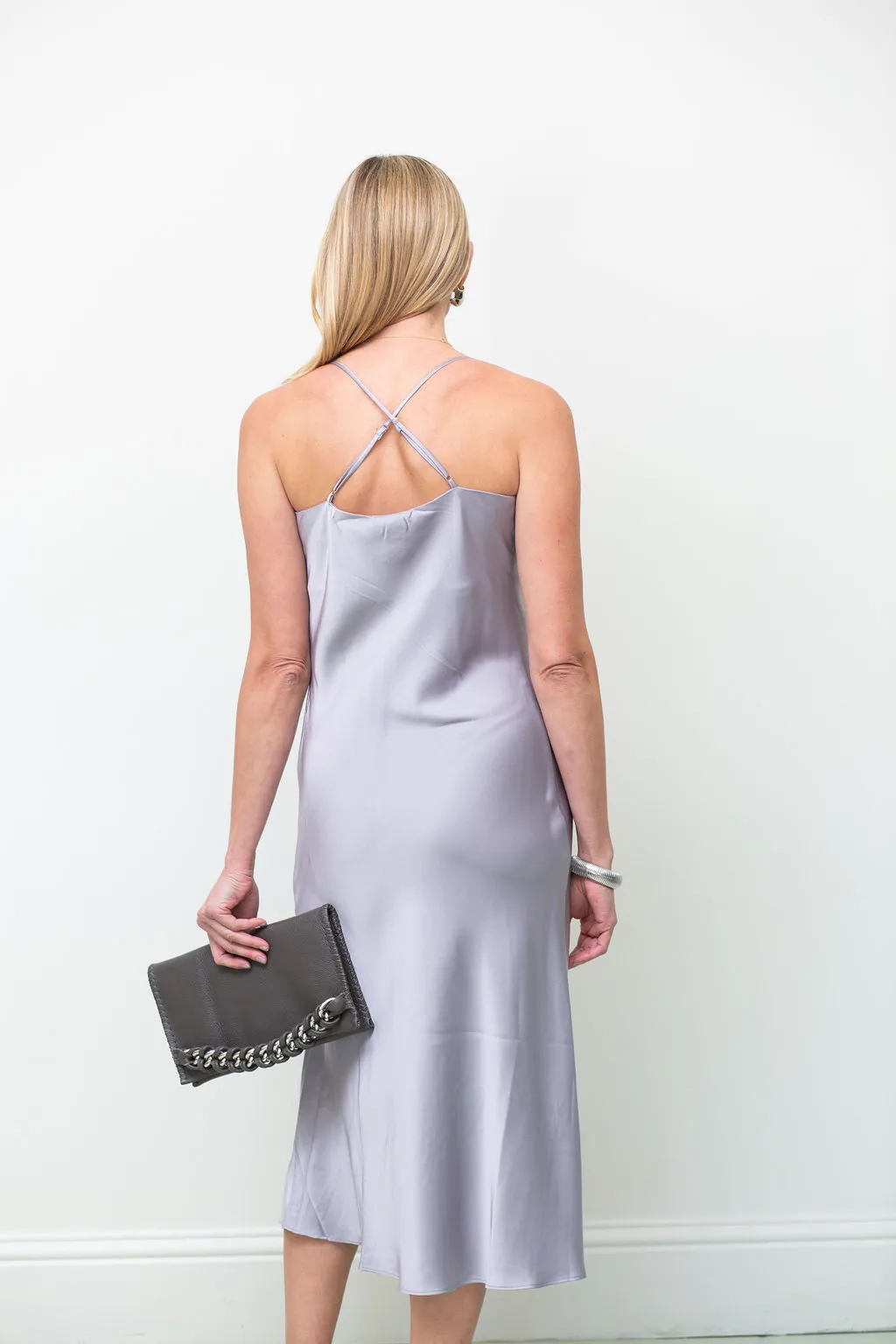 Maya Slip Dress in Pewter