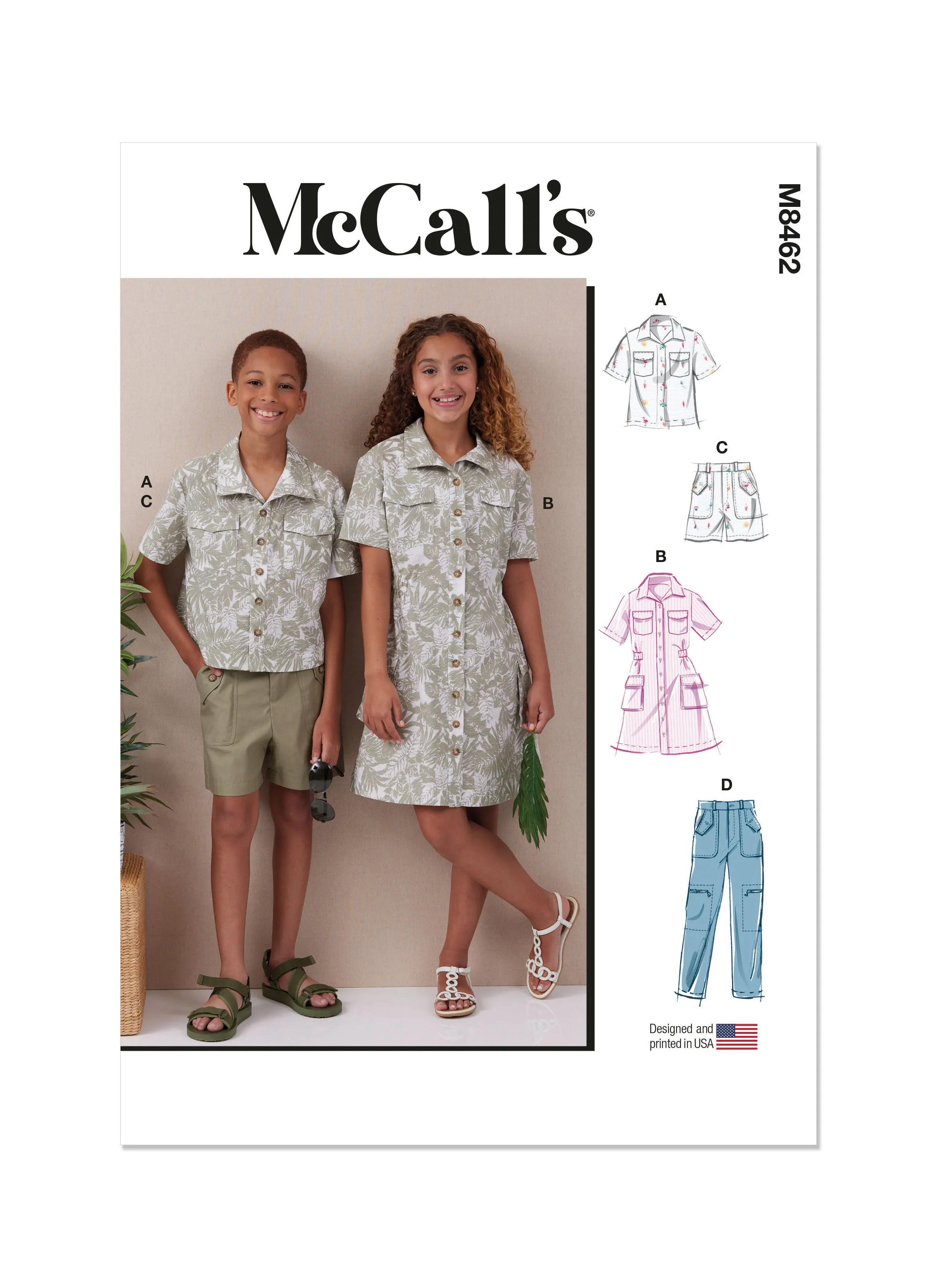 McCall's Pattern M8462 Girls' and Boys' Shirt, Pants, Shorts and Girls' Dress