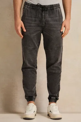 Men Black Denim Joggers