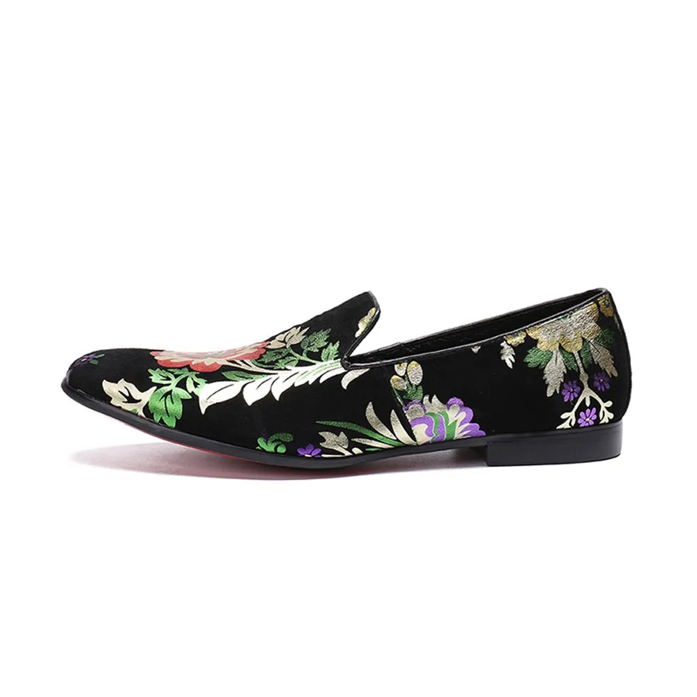 Men Printed Black Casual Loafer Shoes