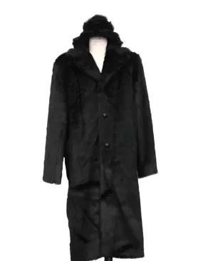 Men's Ankle length men's Overcoat ~ Long men's Dress Topcoat - Winter coat   Matching Hat Black Long Length Black Faux Fur Coat