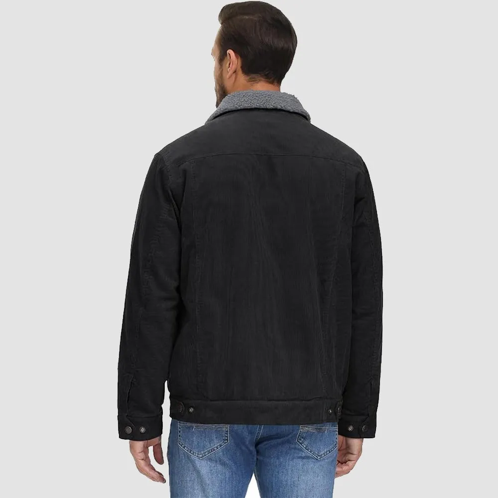 Men's Corduroy Sherpa Lined Jacket - Warm Winter Coat with 5 Pockets