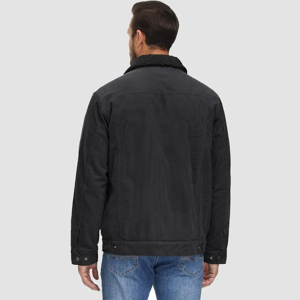 Men's Corduroy Sherpa Lined Jacket - Warm Winter Coat with 5 Pockets