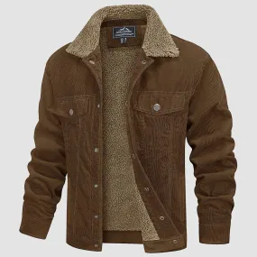 Men's Corduroy Sherpa Lined Jacket - Warm Winter Coat with 5 Pockets