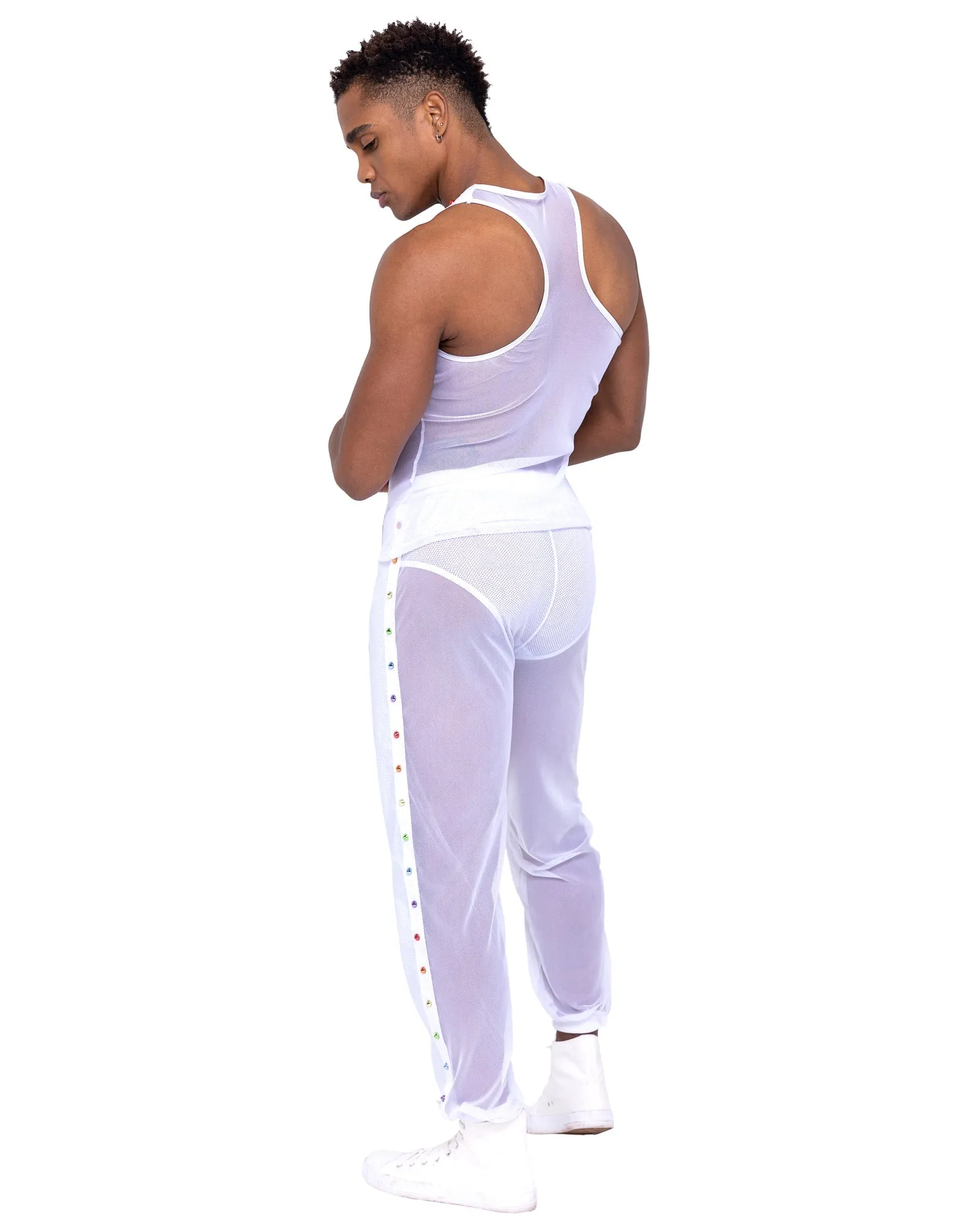 Mens Pride Vinyl Mesh & Mesh Joggers