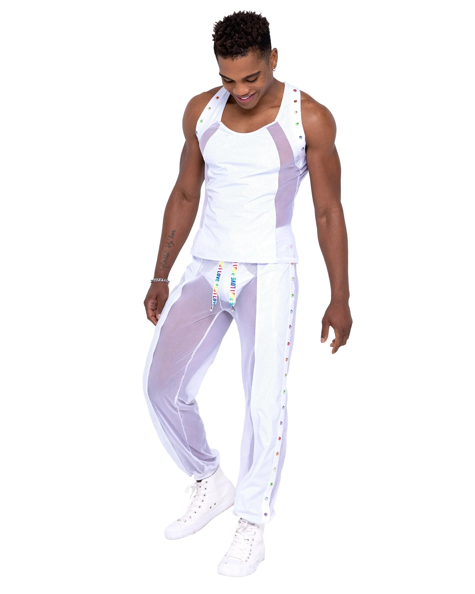 Mens Pride Vinyl Mesh & Mesh Joggers