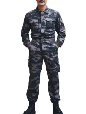 Mens Vintage Camouflage Long Sleeve Jumpsuit