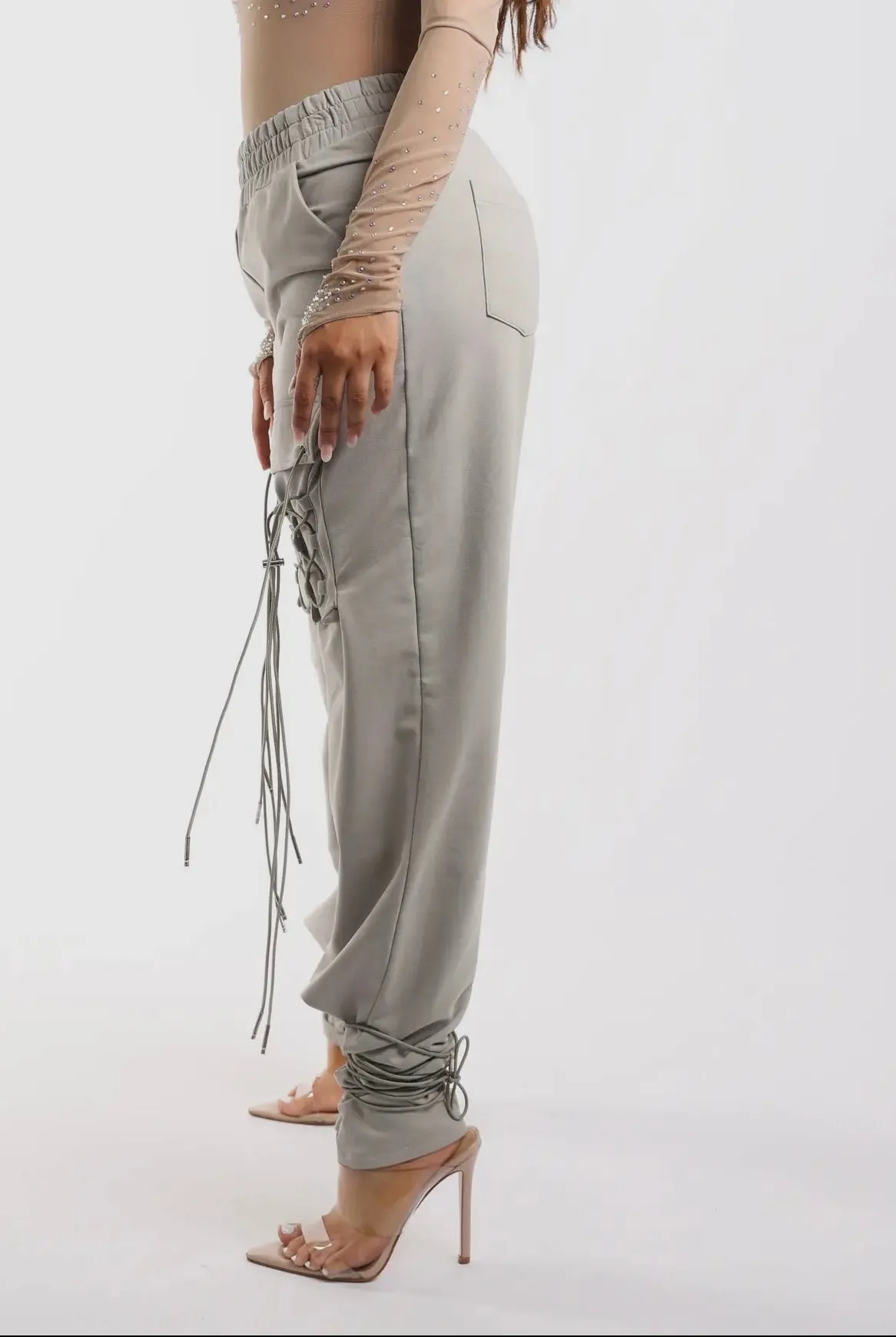 Mona Lace Up Jogger Pants