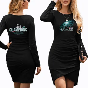 nfl 100 Philadelphia fans Dress|nfl eagles Fans Women's Dress Mini Long Sleeve (3 Colors)