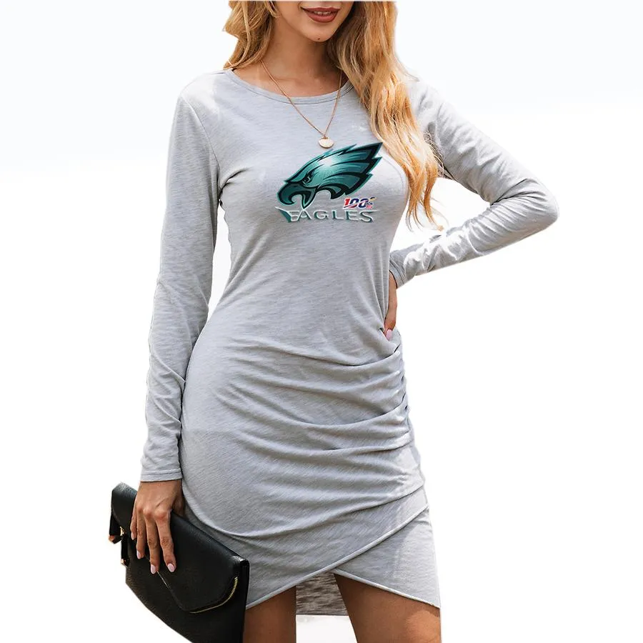 nfl 100 Philadelphia fans Dress|nfl eagles Fans Women's Dress Mini Long Sleeve (3 Colors)