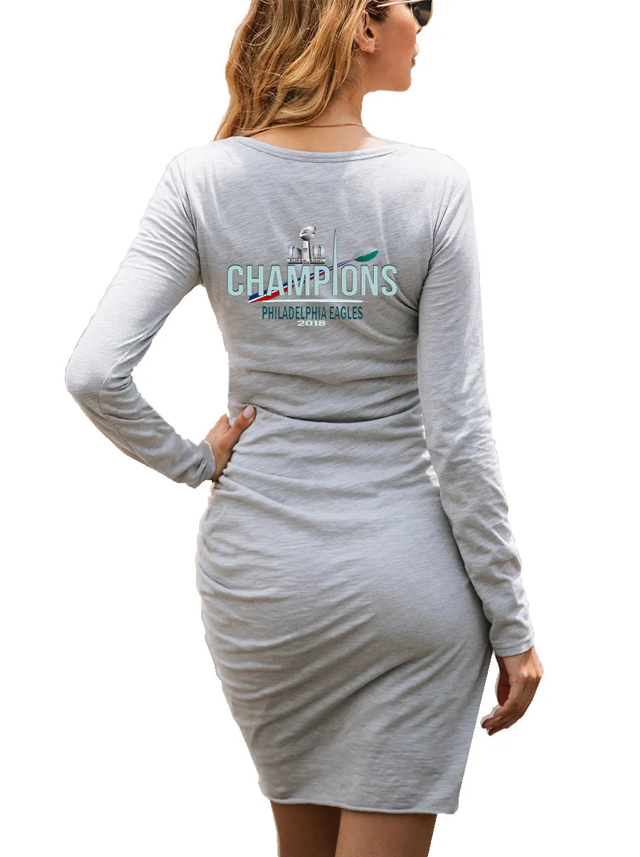 nfl 100 Philadelphia fans Dress|nfl eagles Fans Women's Dress Mini Long Sleeve (3 Colors)