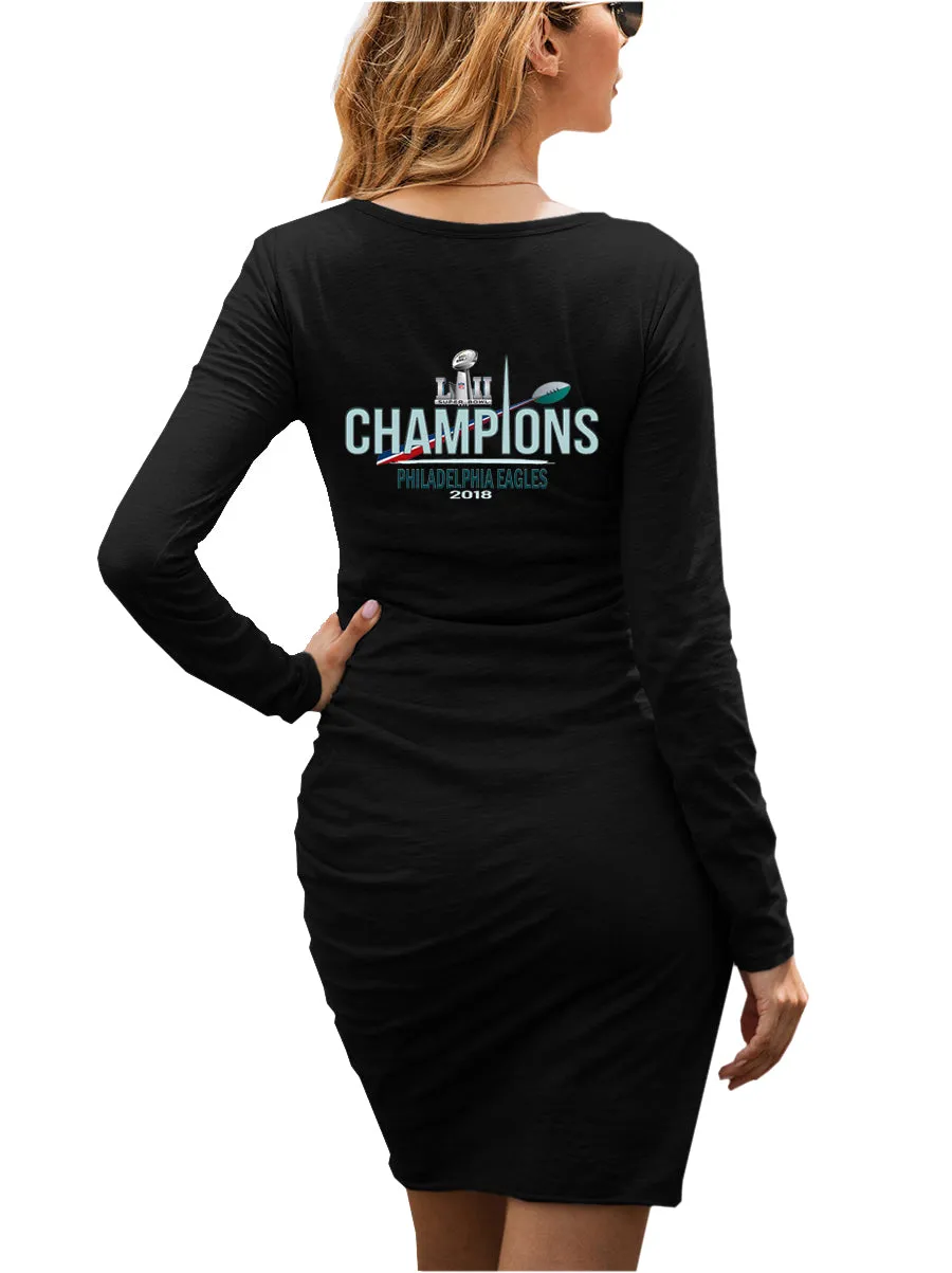 nfl 100 Philadelphia fans Dress|nfl eagles Fans Women's Dress Mini Long Sleeve (3 Colors)