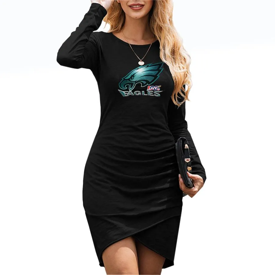 nfl 100 Philadelphia fans Dress|nfl eagles Fans Women's Dress Mini Long Sleeve (3 Colors)