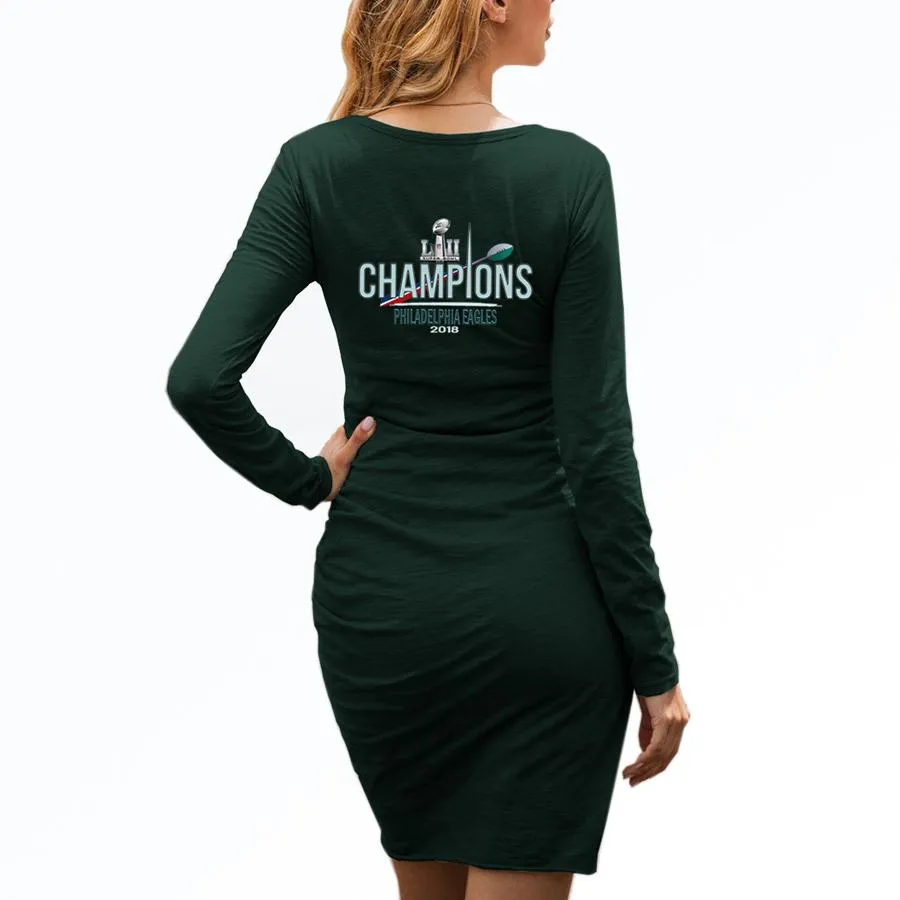 nfl 100 Philadelphia fans Dress|nfl eagles Fans Women's Dress Mini Long Sleeve (3 Colors)