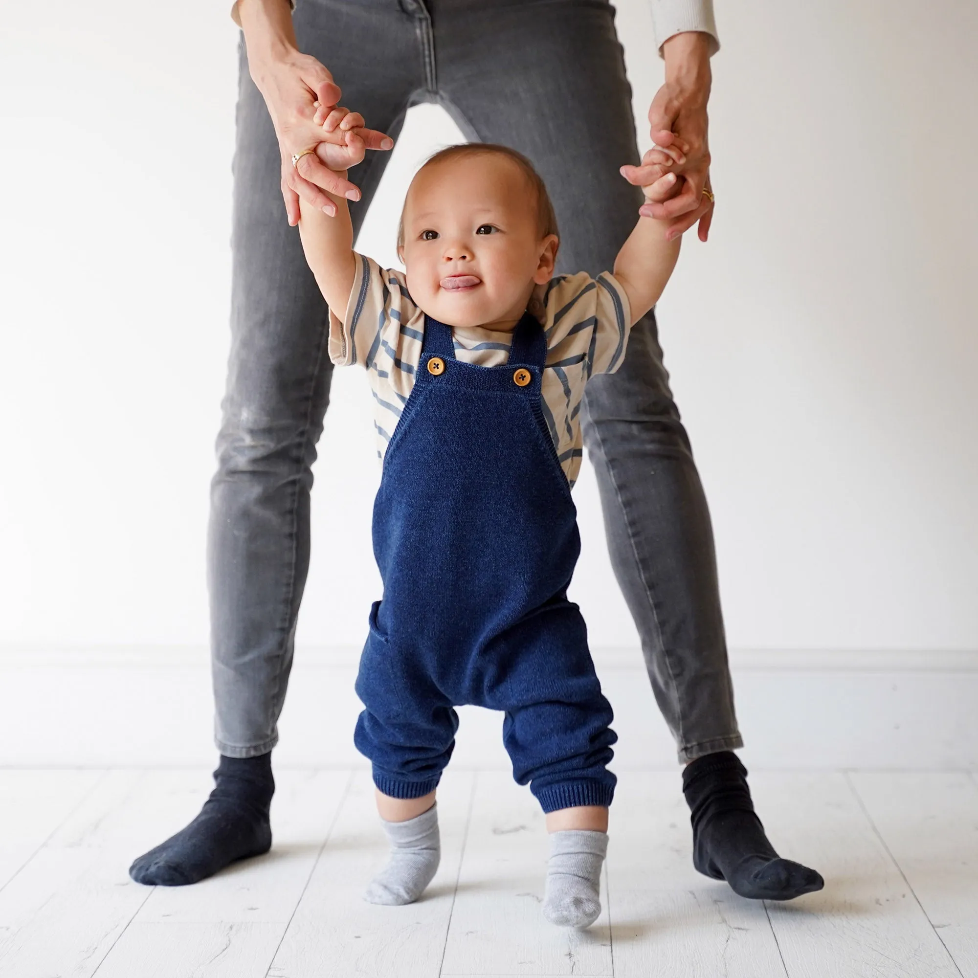 Non-Slip Stay On Baby and Toddler Socks - 3 Pack in Navy, Mustard & Grey