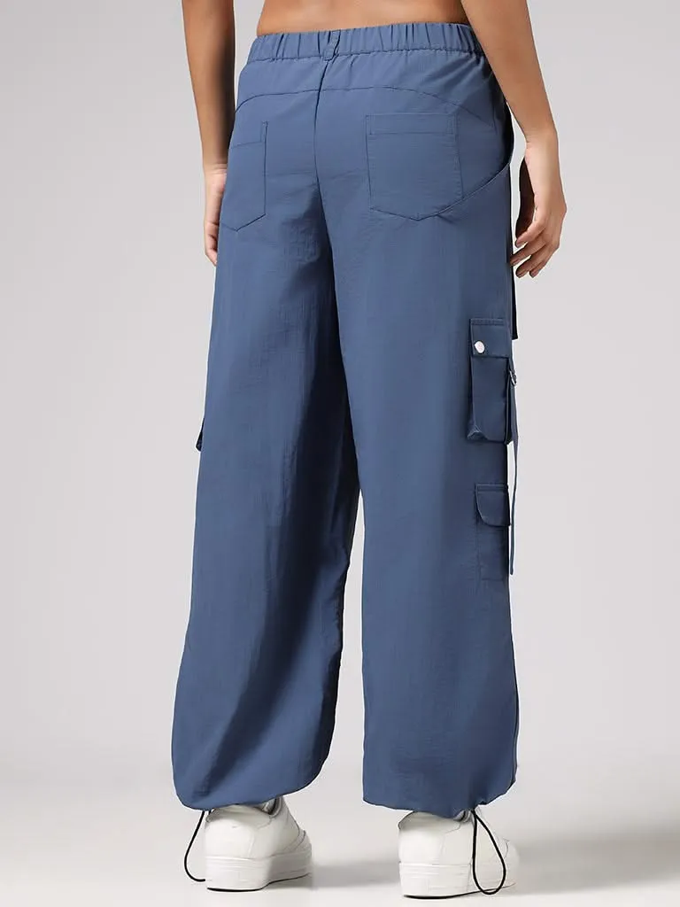 Nuon Blue Flap Accent Parachute Pants