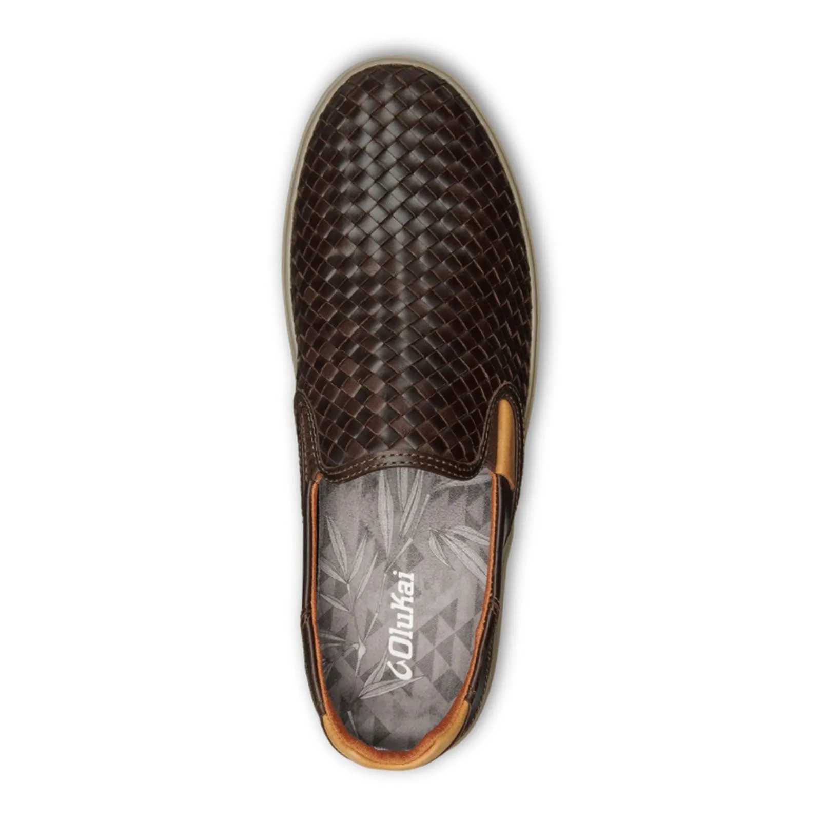 OluKai Lae'ahi Lauhala Slip On (Men) - Dark Wood/Dark Wood