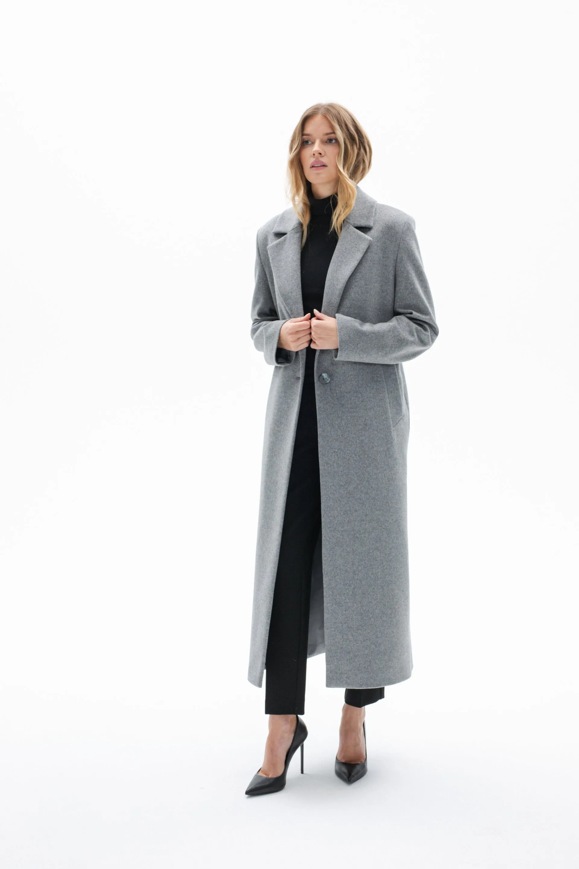 ONE BUTTON CLASSIC GREY COAT