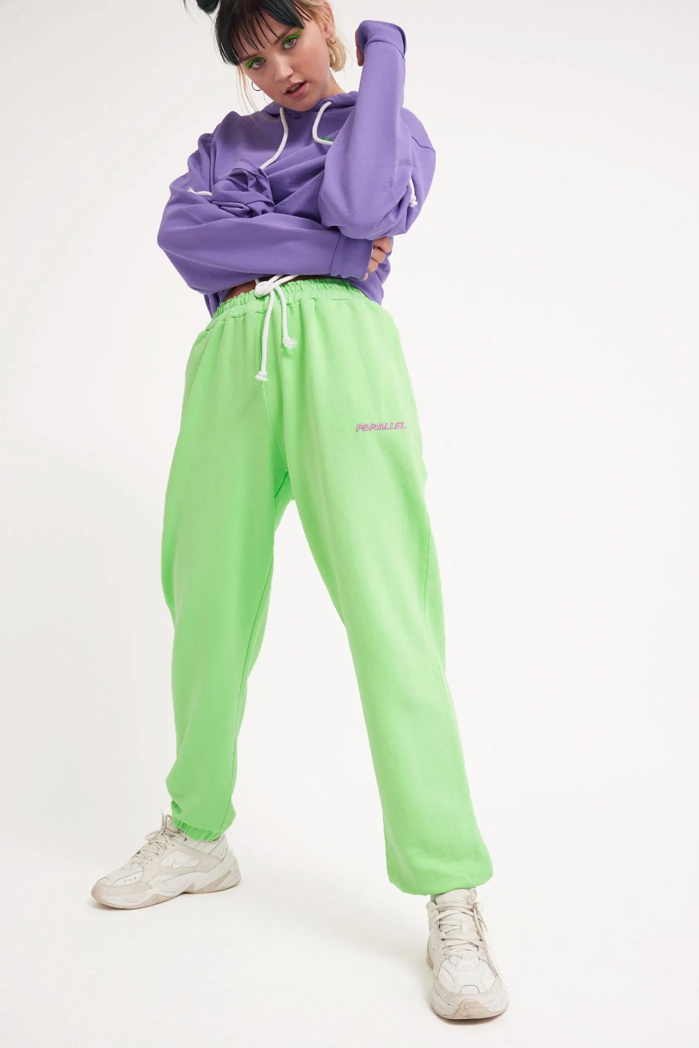 Parallel Green Embroidered Joggers