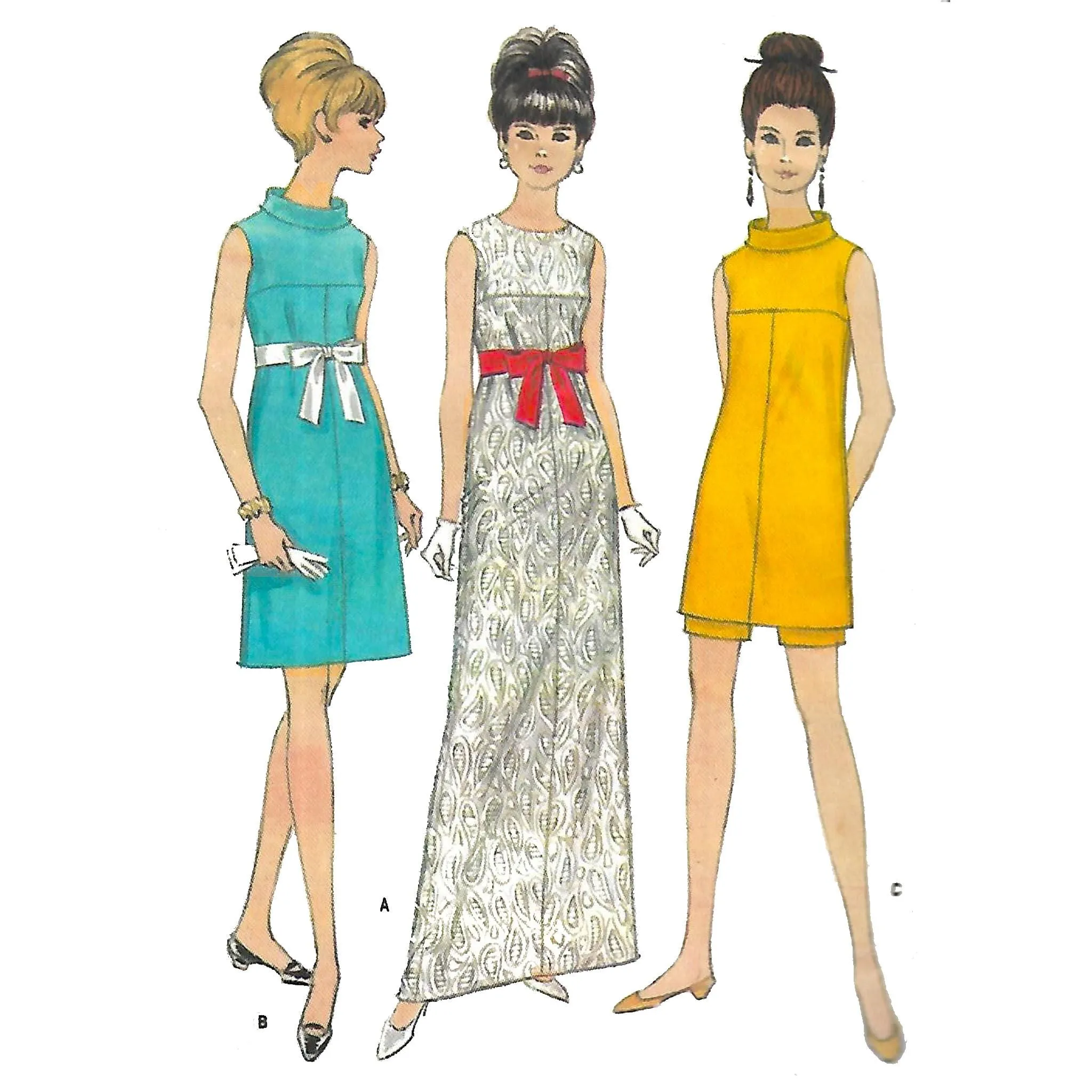 PDF - Vintage 1960s Pattern – Dress in Three Lengths and Pants -  Bust 34” (86.4cm) - Instantly  Print at home