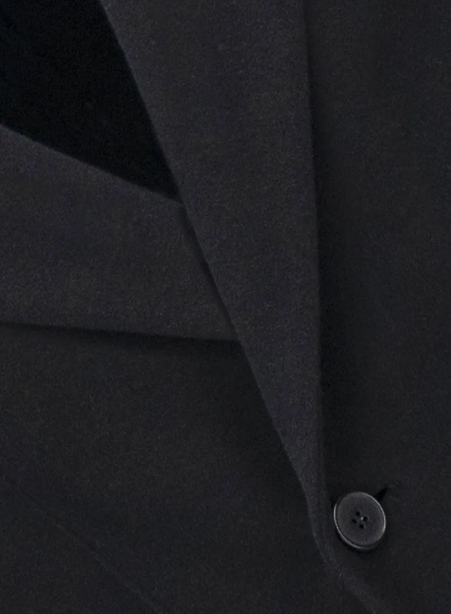 Peak lapel blazer tencel moleskin - Black