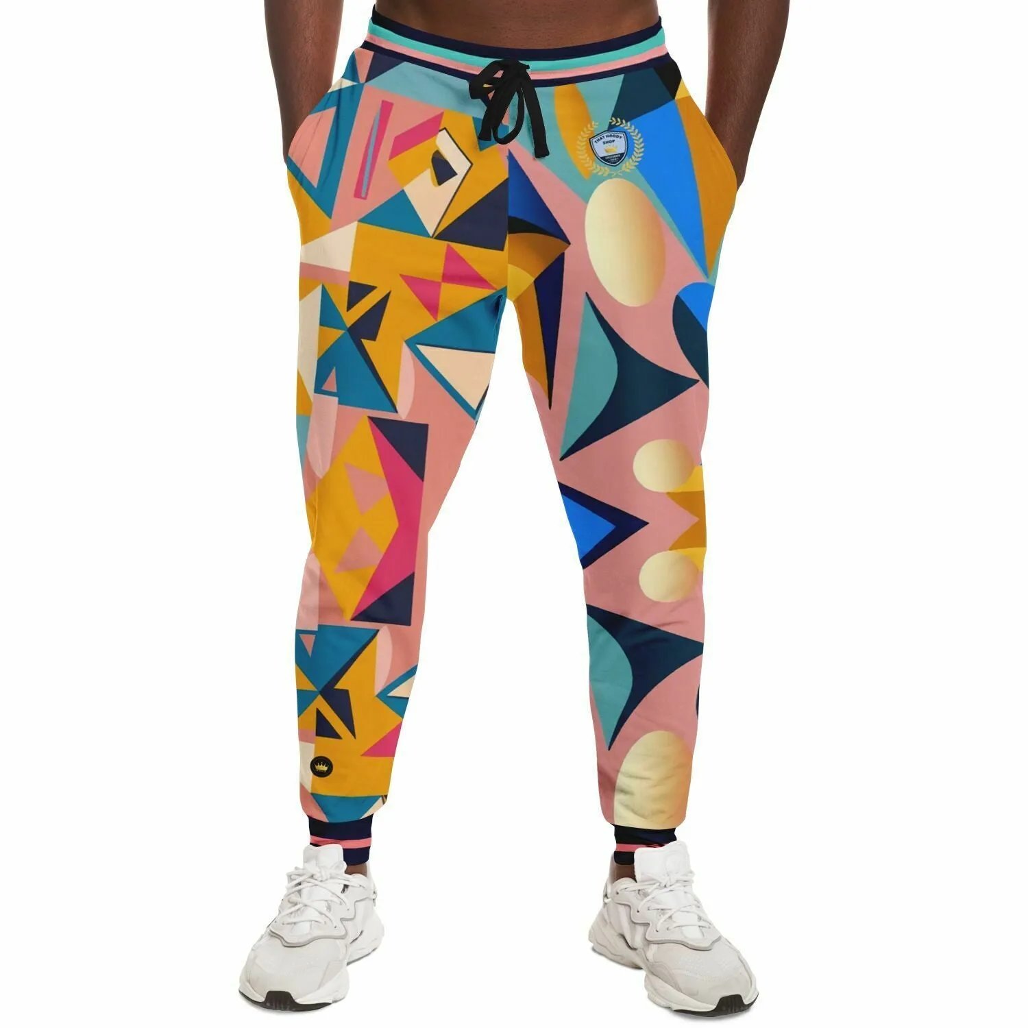 Pink Cubism Geo Print Eco-Poly Unisex Joggers