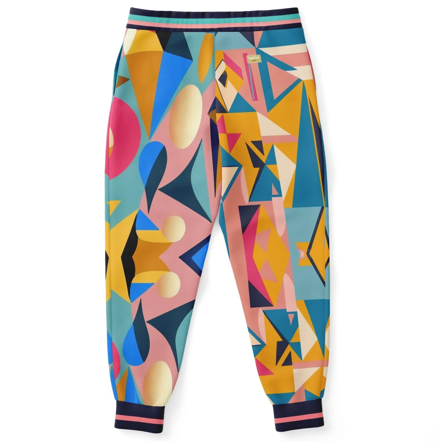 Pink Cubism Geo Print Eco-Poly Unisex Joggers