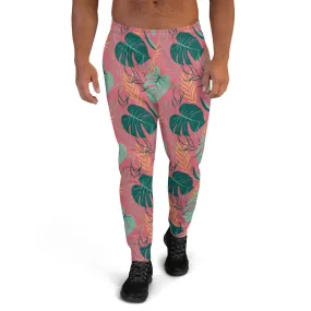 Pink Tropical Leaves Men's Street Joggers