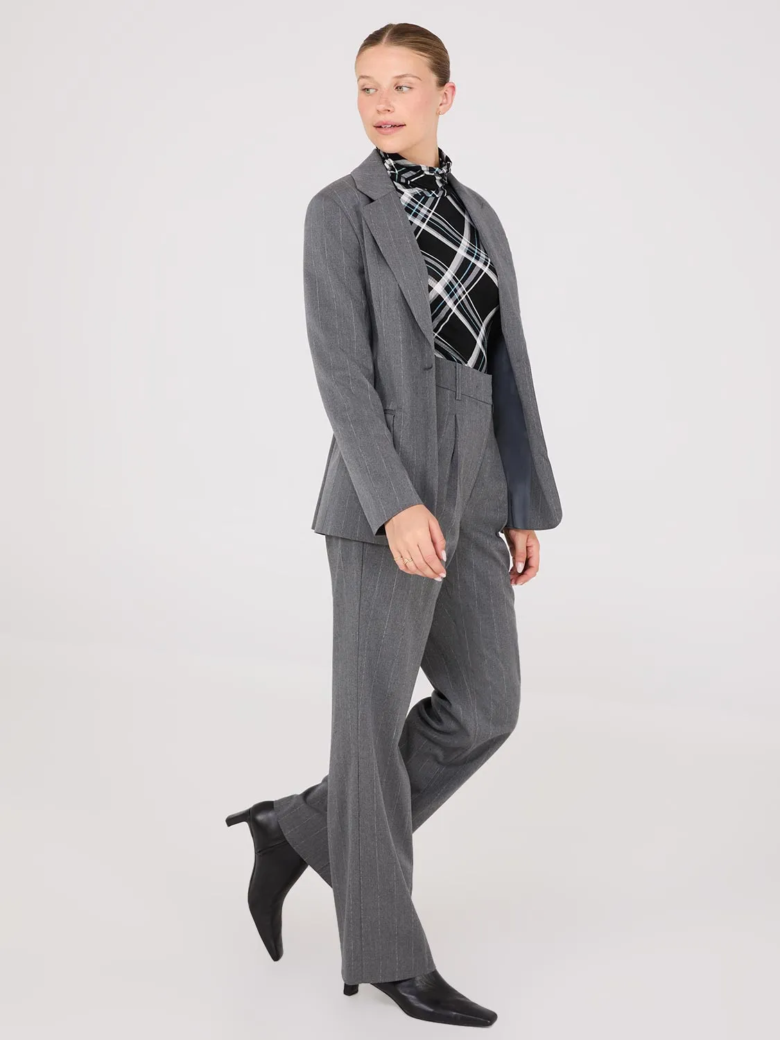 Pinstripe Wide-Leg Pants