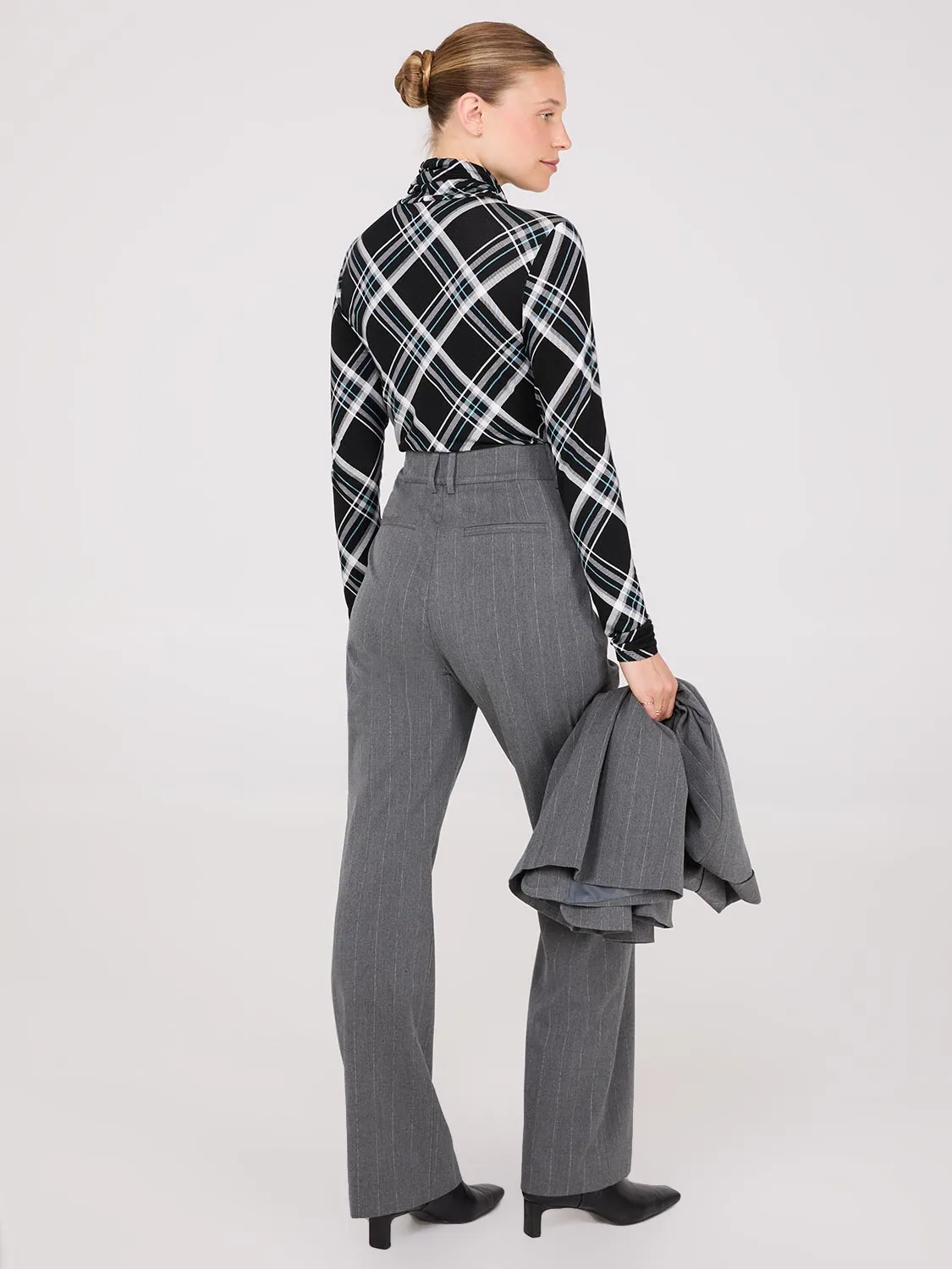 Pinstripe Wide-Leg Pants