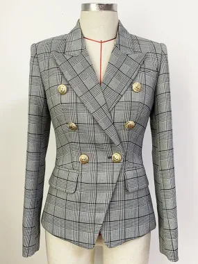 Plaid Double Breasted Blazer