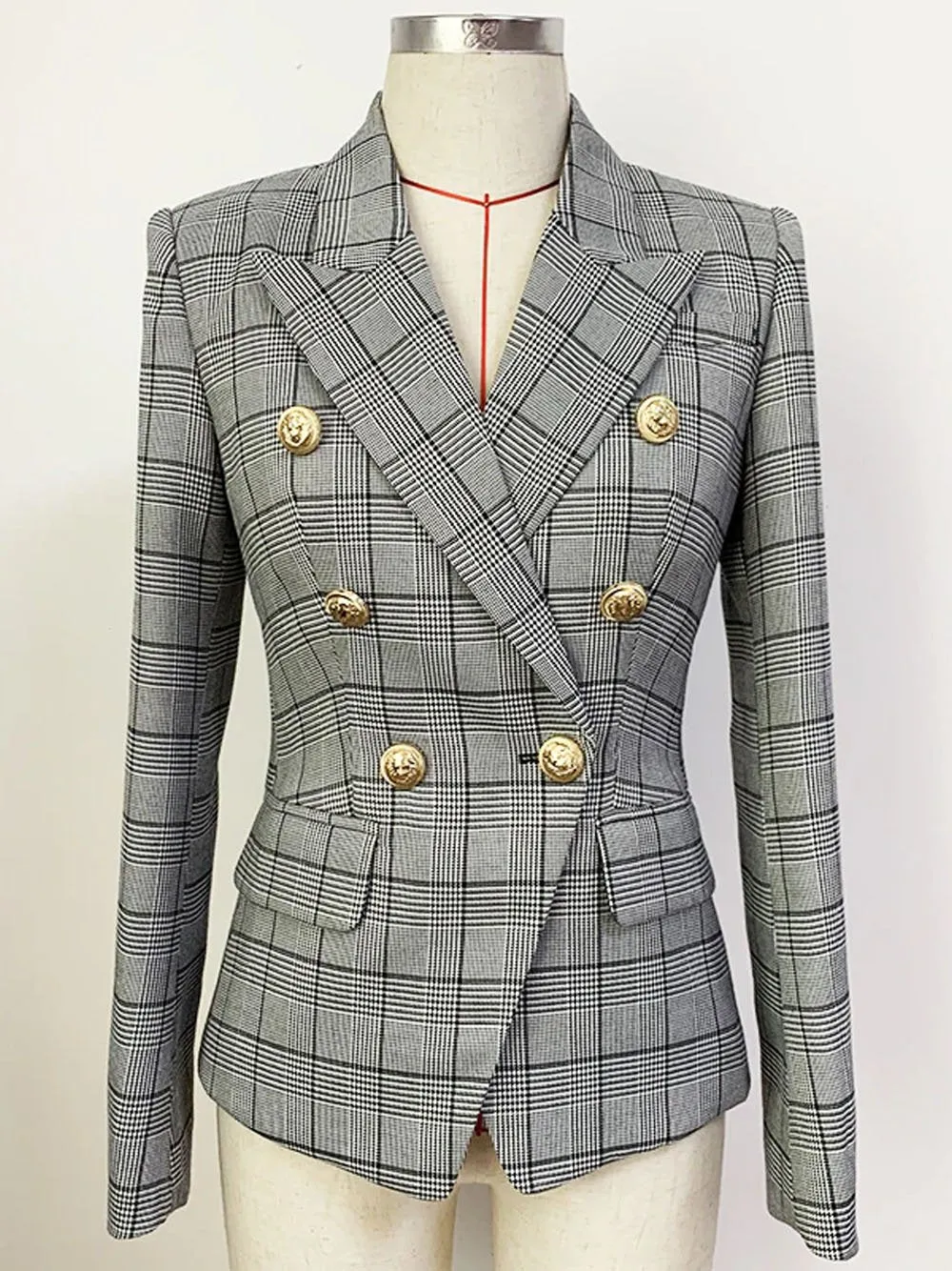 Plaid Double Breasted Blazer