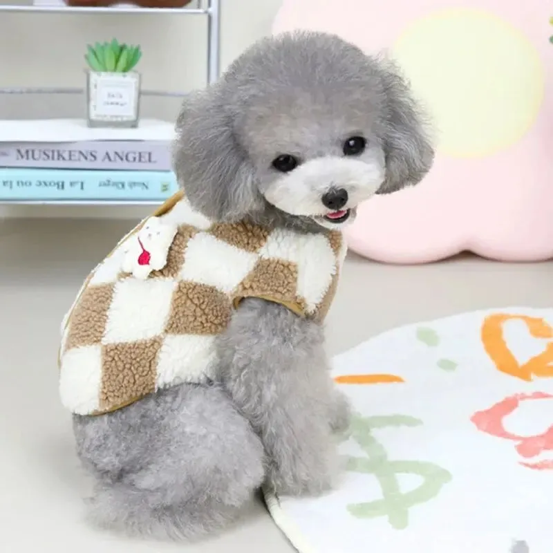 Plaid Fleece Jumpsuit for Small Pets