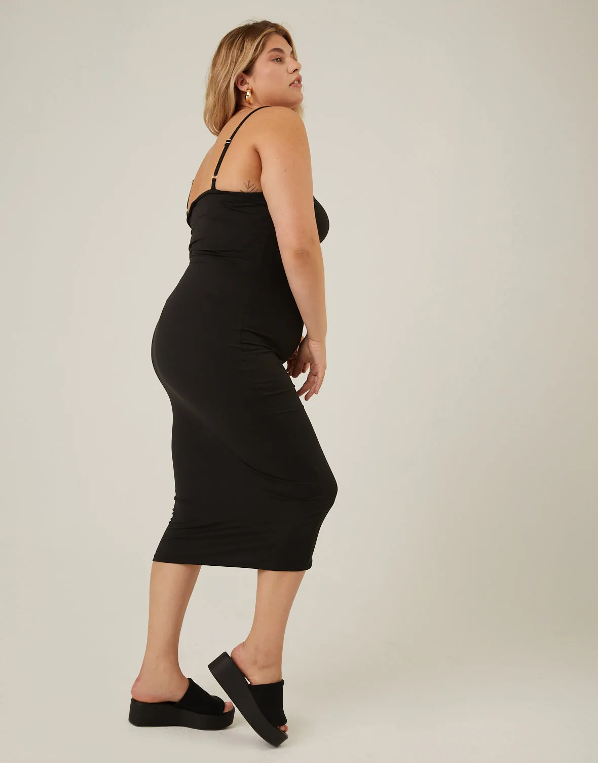 Plus Size Soft Bodycon Midi Dress