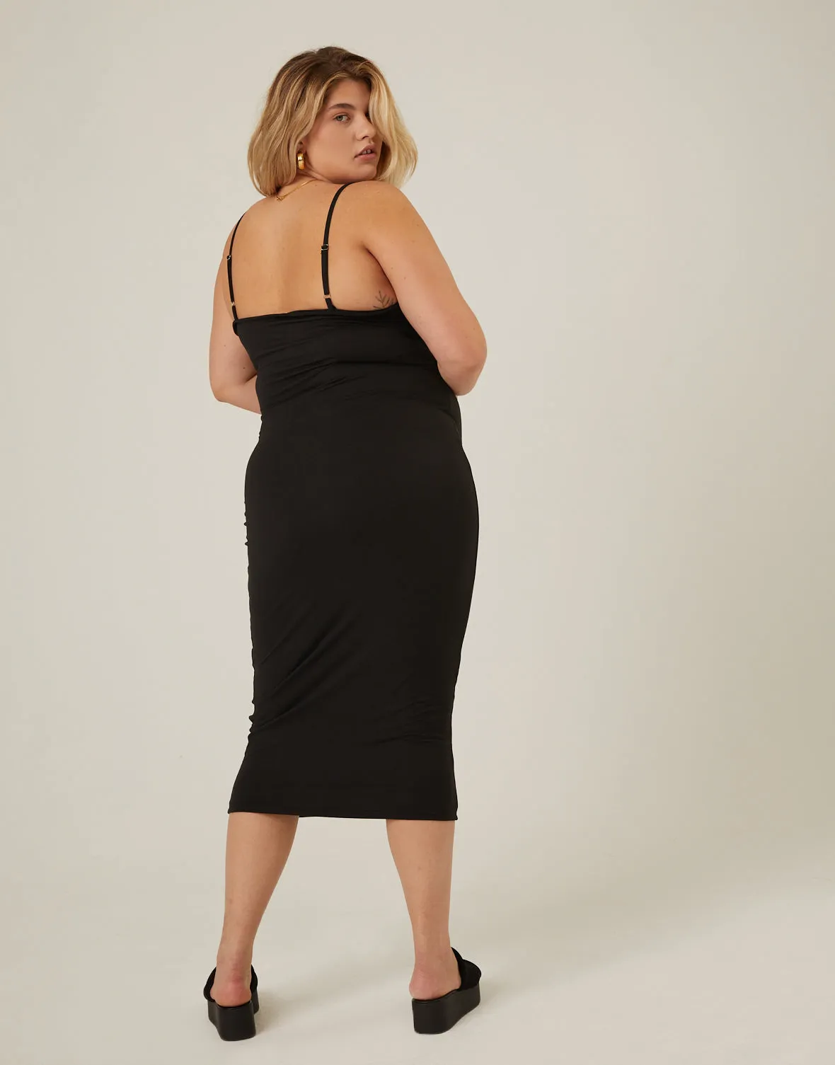 Plus Size Soft Bodycon Midi Dress