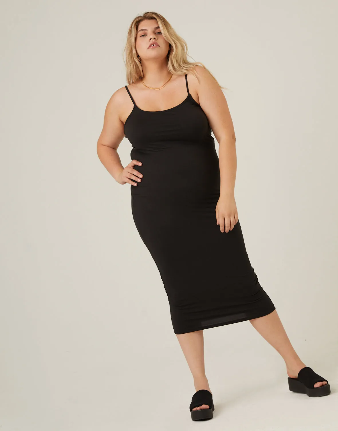 Plus Size Soft Bodycon Midi Dress