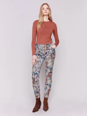 Printed Suede Crinkle Jogger Pants - Multicolor