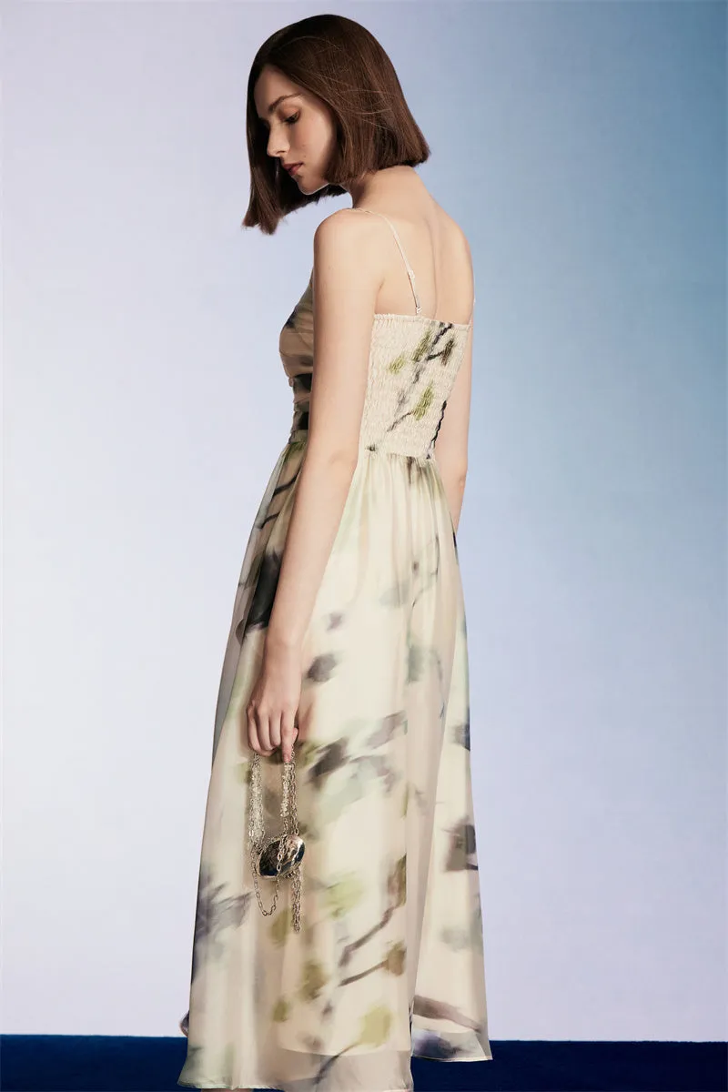 PURITY cocktail morandi-print organza slip dress- Rome