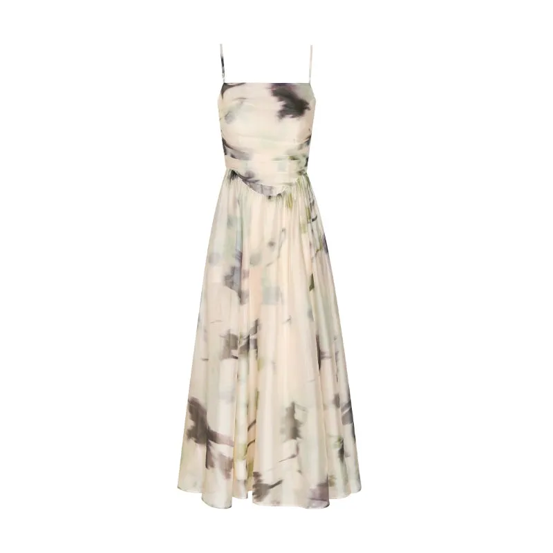 PURITY cocktail morandi-print organza slip dress- Rome