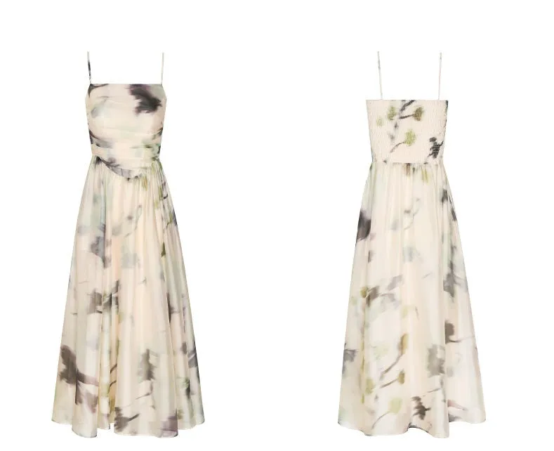 PURITY cocktail morandi-print organza slip dress- Rome