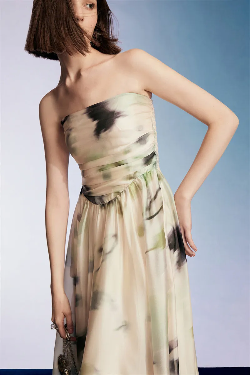 PURITY cocktail morandi-print organza slip dress- Rome