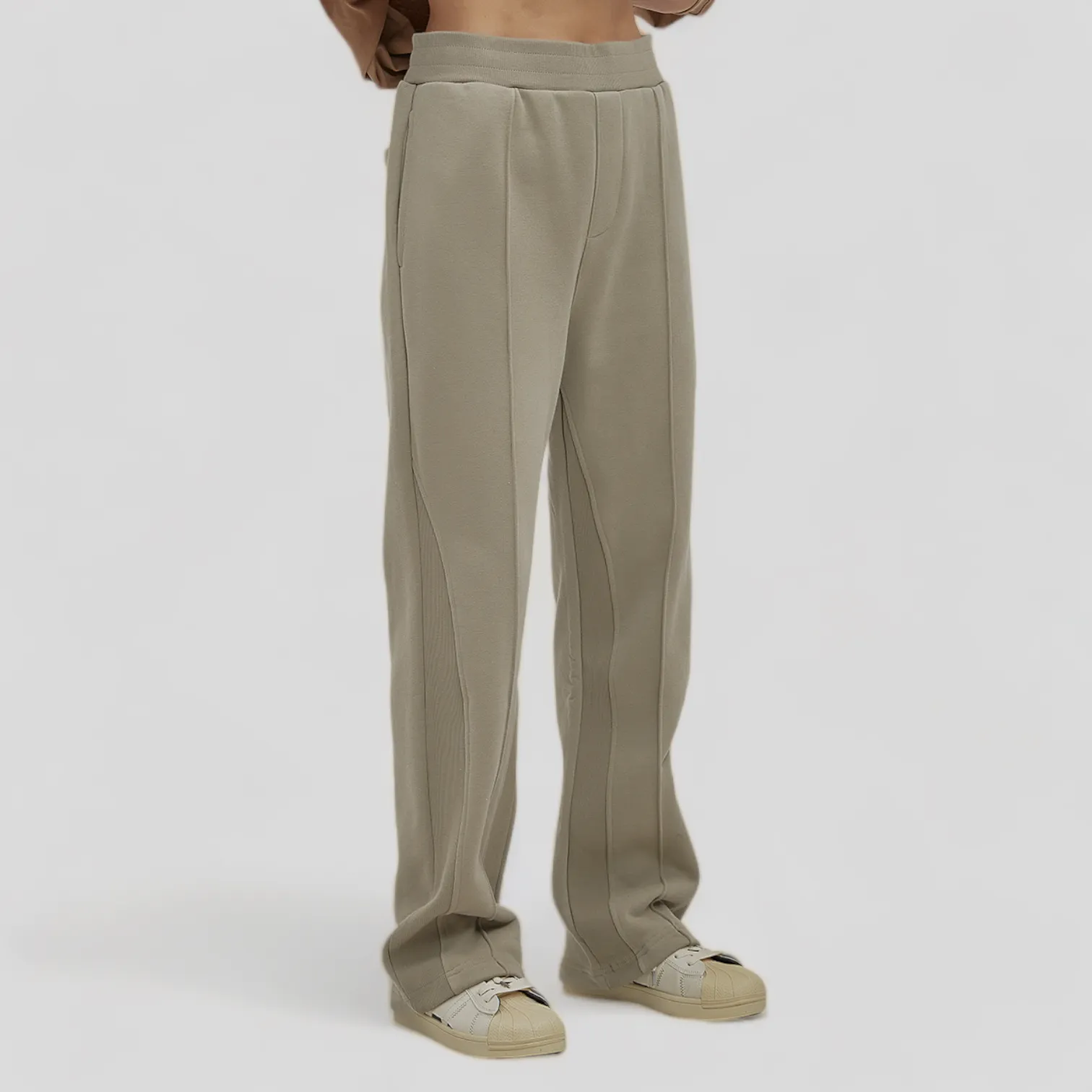 Relaxed fit pin tuck flare joggers