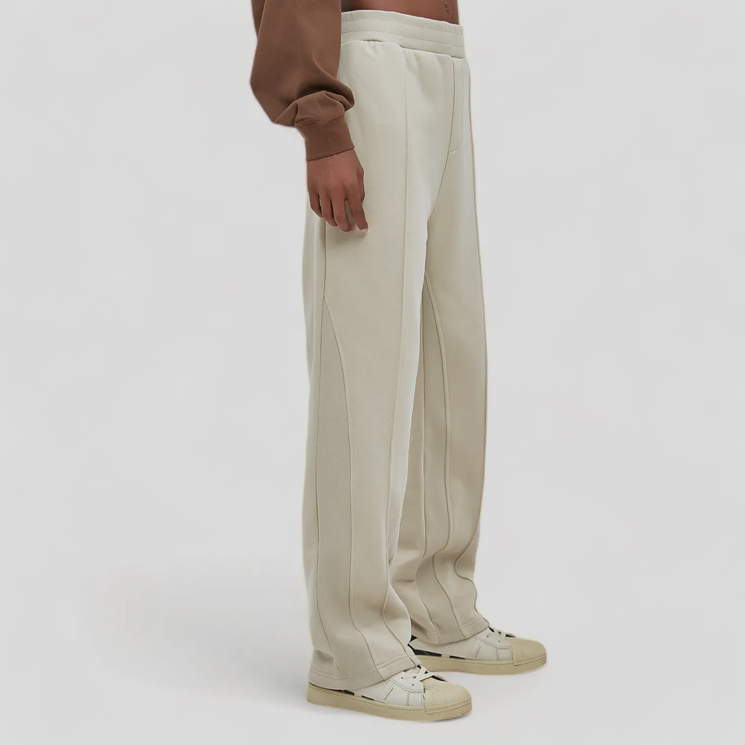 Relaxed fit pin tuck flare joggers