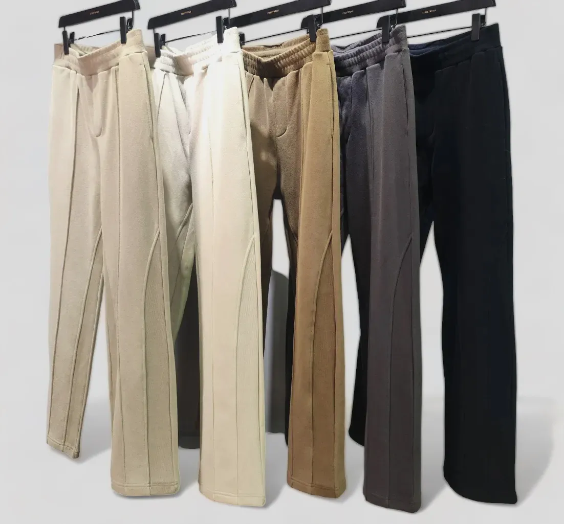 Relaxed fit pin tuck flare joggers