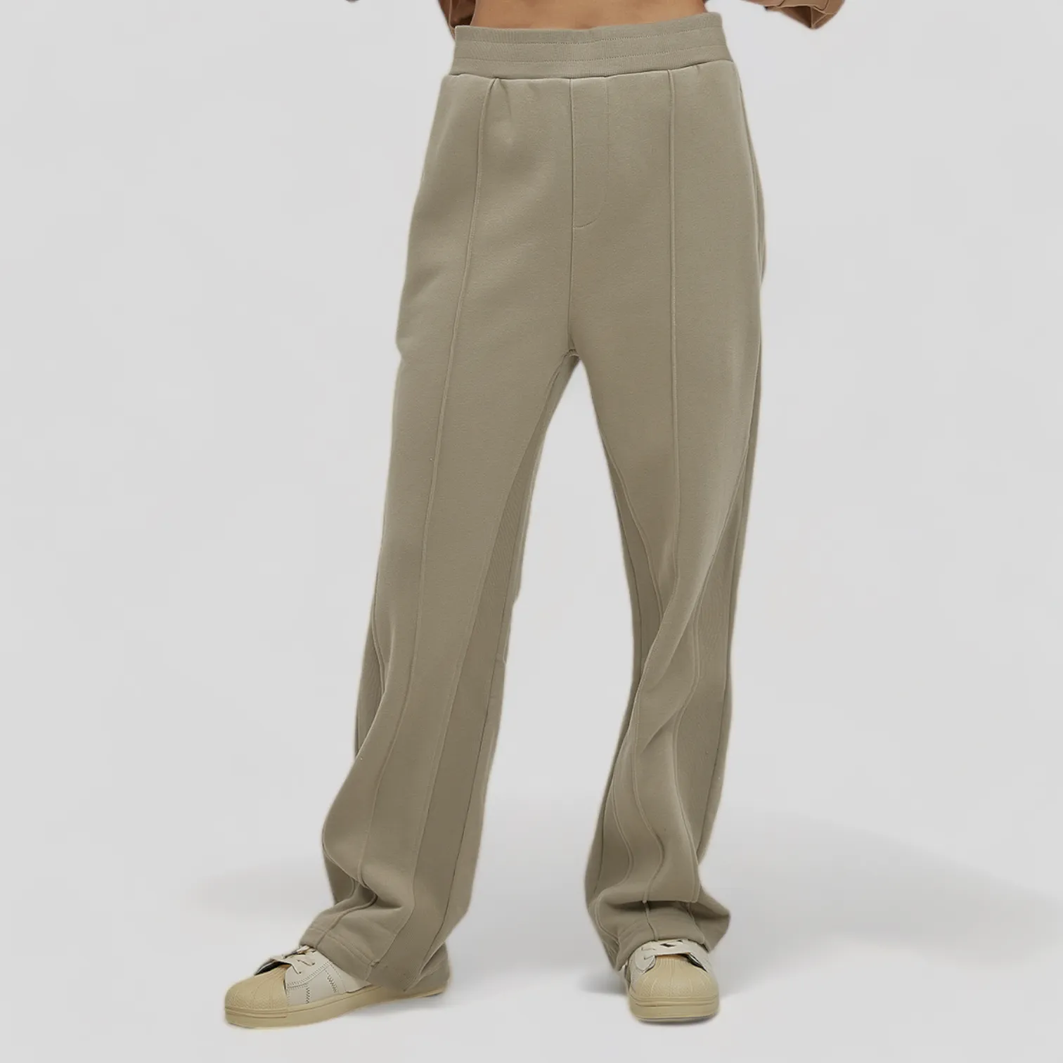 Relaxed fit pin tuck flare joggers