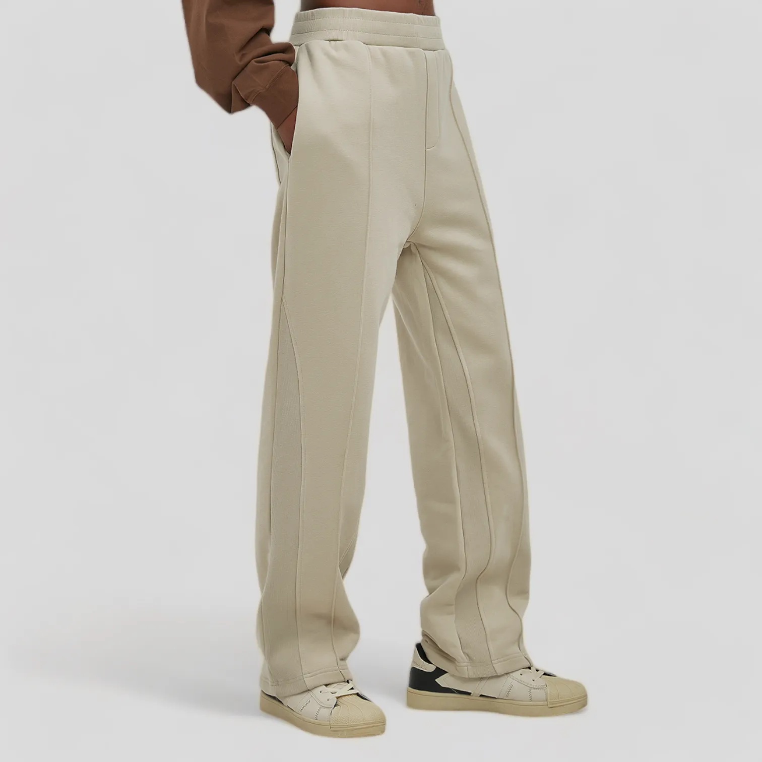 Relaxed fit pin tuck flare joggers