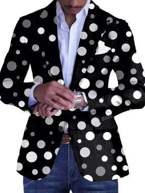 Retro Polka Dot Print Casual Single Breasted Blazer