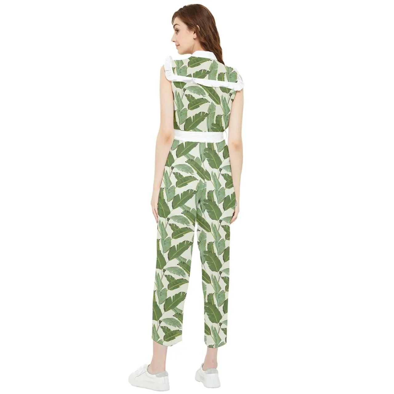 Retro Tropical Green Jumpsuit, Banana Leaf Jumpsuit, 70s Style Jumpsuit, Green Pants Overall