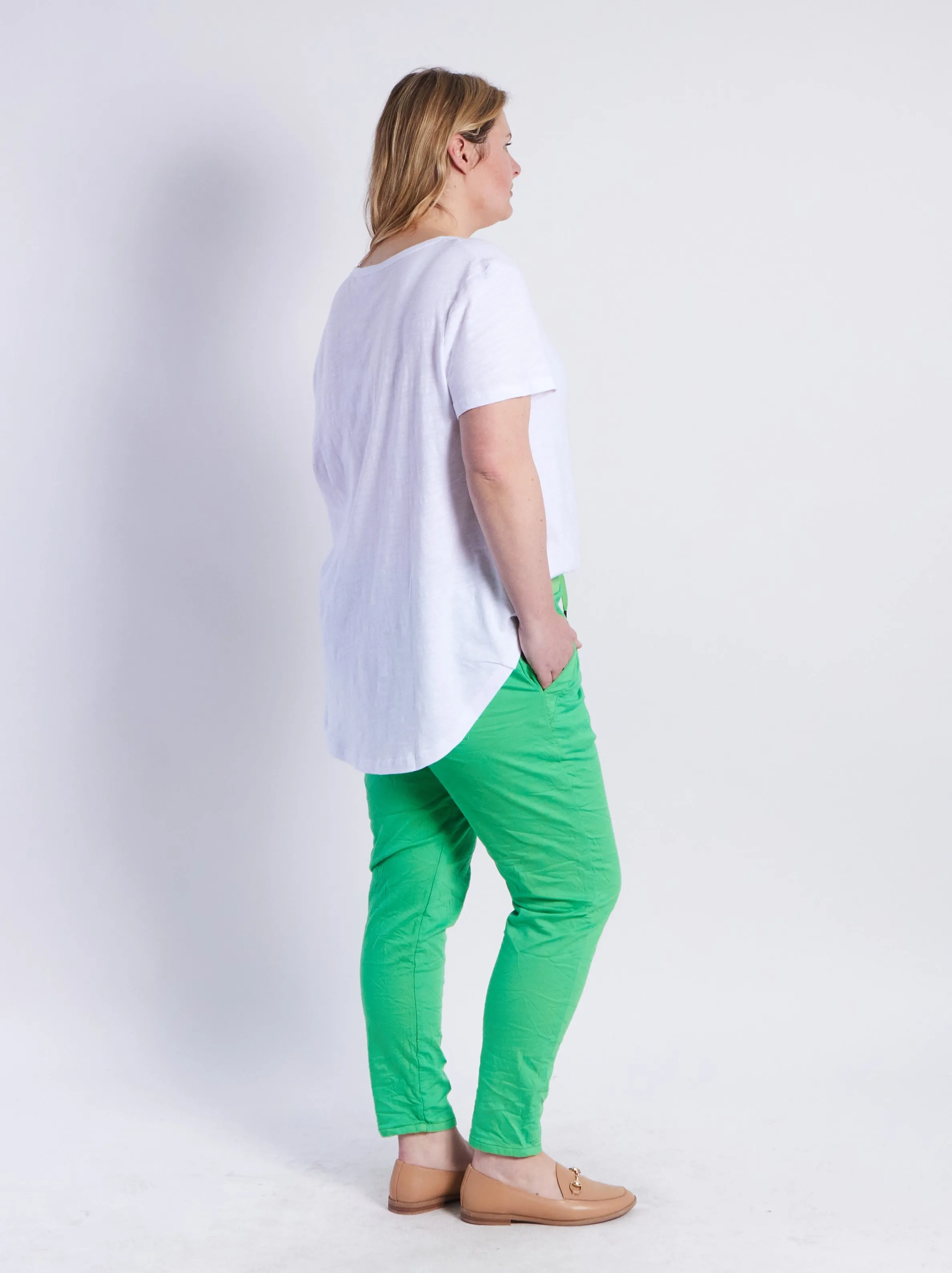 Riley Stretch Denim Joggers - Green